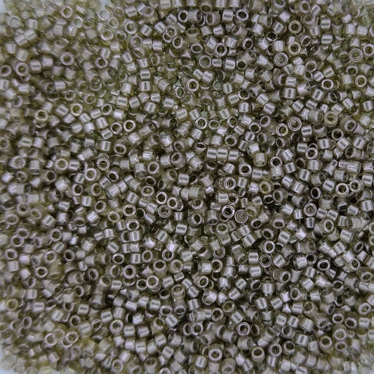 DB0123 - 1g Size 11/0 delicas in Transparent Smoky Olive Lustre