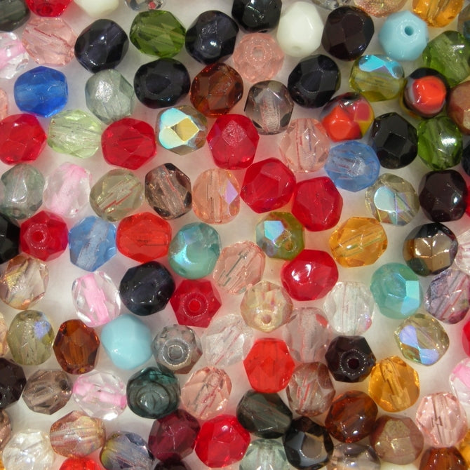 mix of 50 x 6mm faceted beads