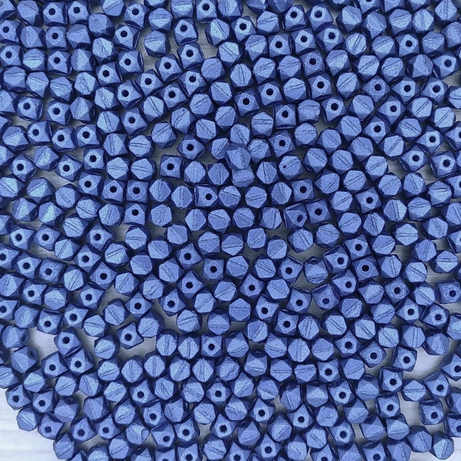 50 x 4mm english cut beads in Dark Blue Velvet