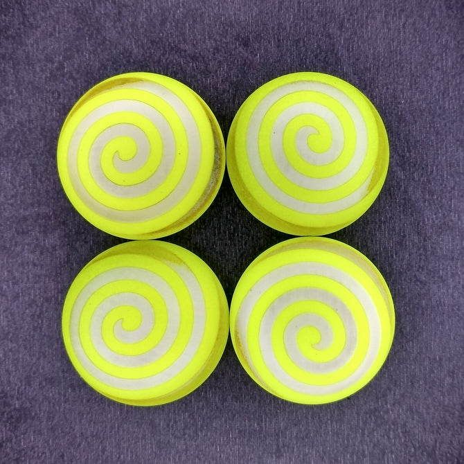 24mm Cabochon in Neon Yellow with Swirl