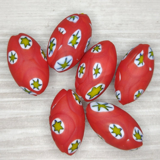 22x12mm Venetian millefiori bead in Red (1960/70s)