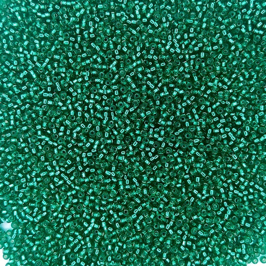 0017 - 5g Size 15/0 Miyuki seed beads in Silver lined Emerald