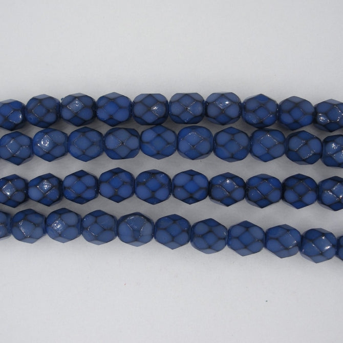 25 x 6mm snake skin beads in Cobalt