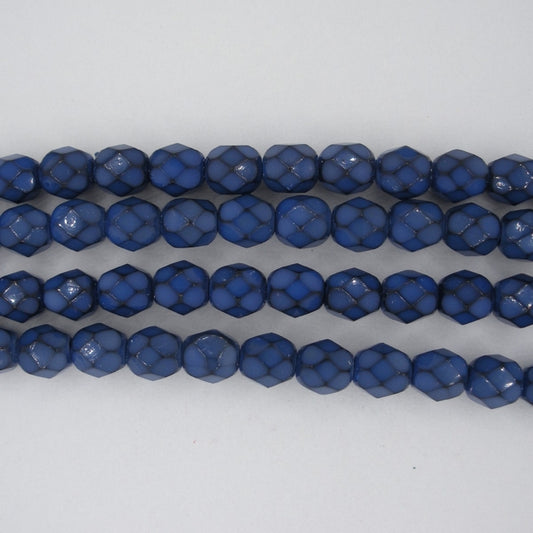 25 x 6mm snake skin beads in Cobalt