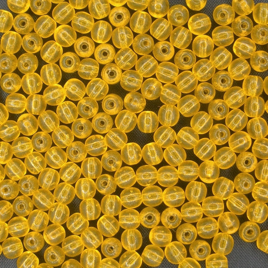 50 x 4mm round beads in Lemon Yellow