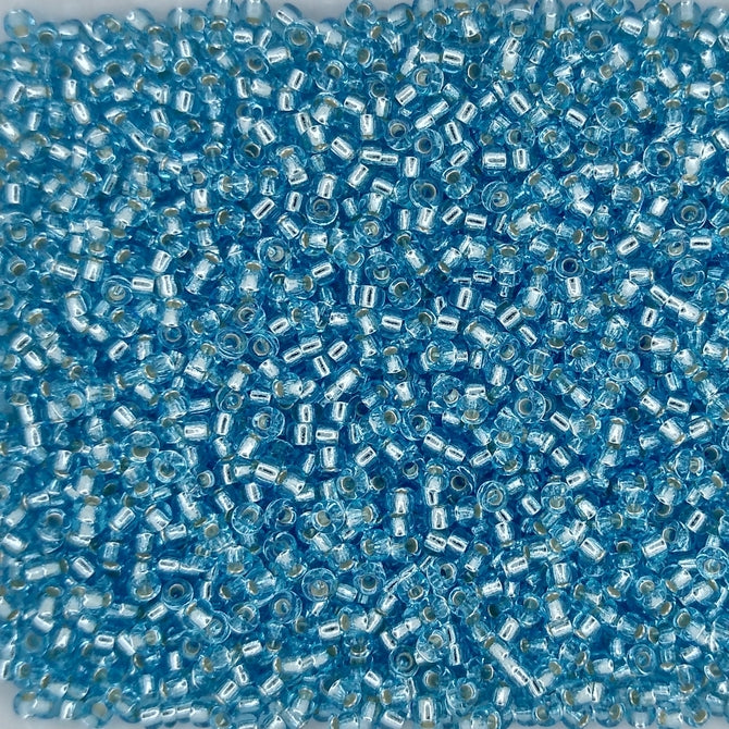 0018 - 10g Size 11/0 Miyuki seed beads in Silver lined Aqua