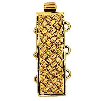 Claspgarten Gold Basket Weave clasp with 3 rows 13519 - 21x7mm