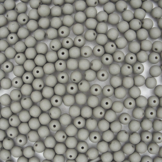 50 x 4mm round beads in Matt Silk Grey