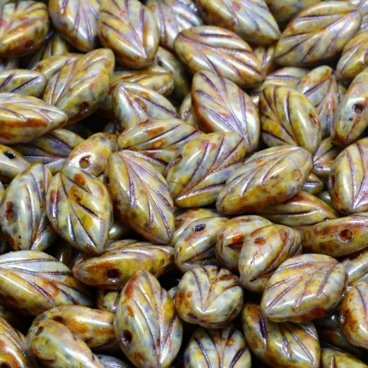 15 x Beech leaves in Opaque Eucalyptus (11x7mm)