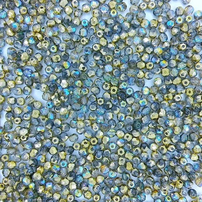 50 x 3mm faceted beads in Golden Rainbow