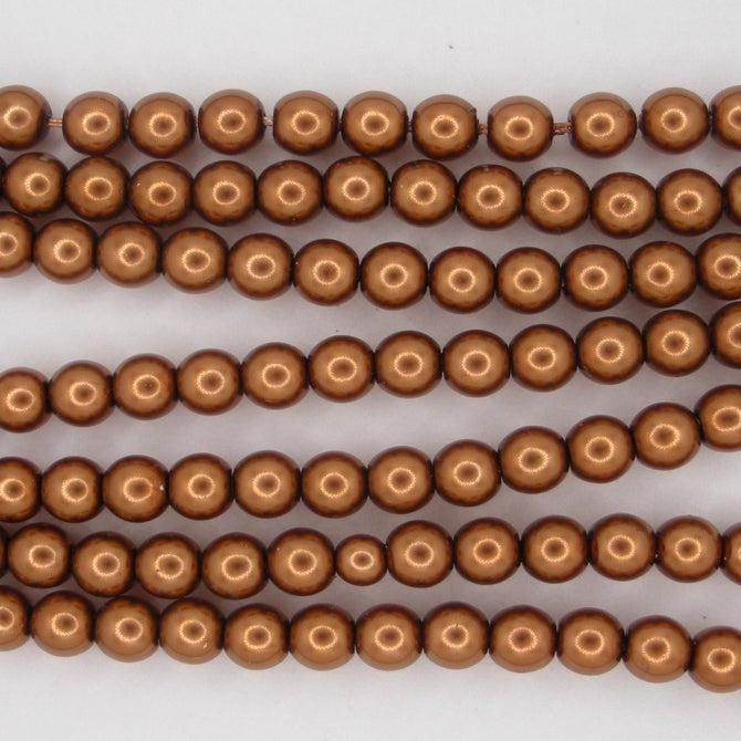 50 x 4mm round pearls in Copper