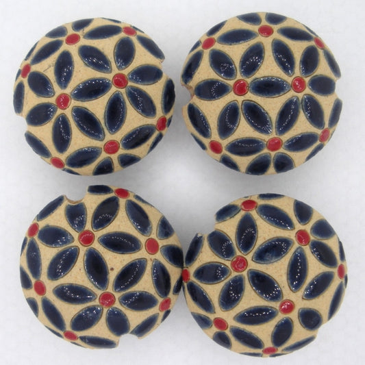 CLB-034-B-M lentil bead in Dark Blue Leaves from Golem Studio