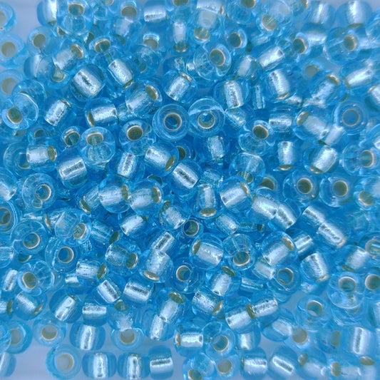 0018 - 10g Size 6/0 Miyuki seed beads in Silver lined Aqua