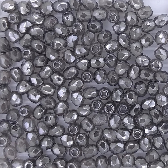 50 x 3mm faceted beads in Gunmetal Lustre