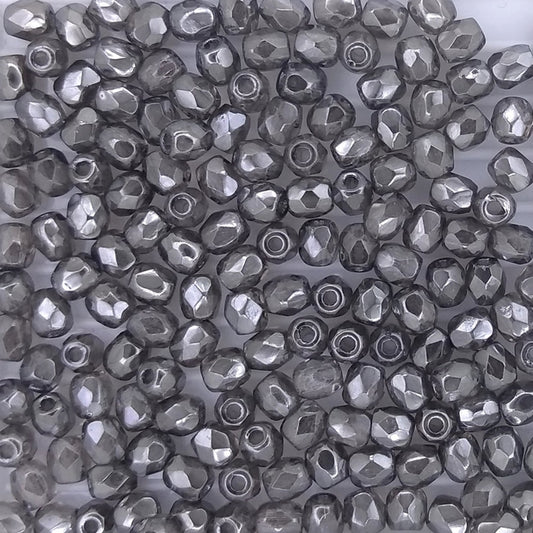 50 x 3mm faceted beads in Gunmetal Lustre