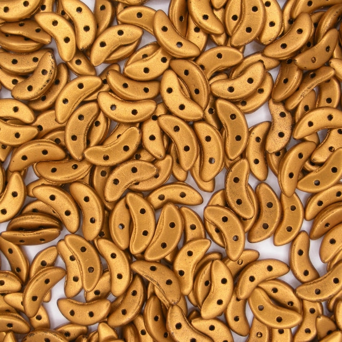 50 x CzechMate crescents in Matt Metallic Antique Gold