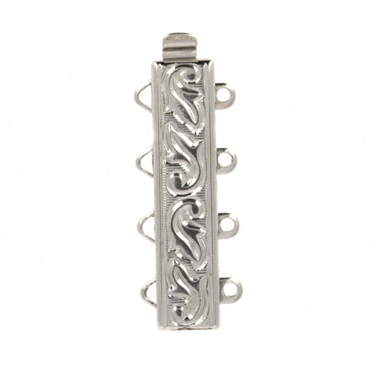 Claspgarten Platinum textured clasp with 4 rows 12597 - 24x6mm