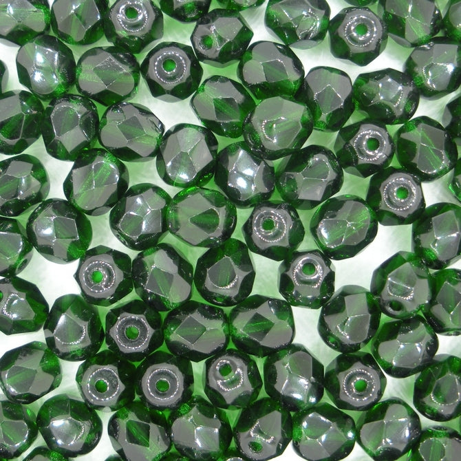 50 x 7mm faceted beads in Dark Emerald Green