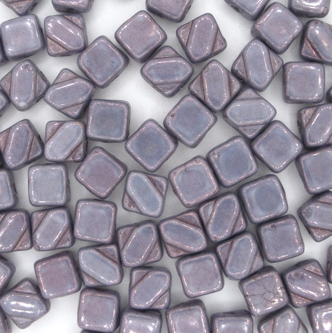25 x 6mm silky beads in Lila Vega Lustre