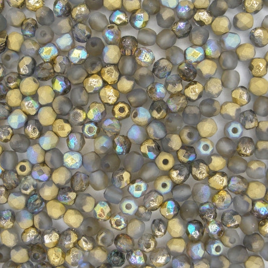 50 x 4mm faceted beads in etched Golden Rainbow