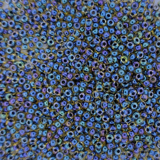 0349 - 50g Size 11/0 Miyuki seed beads in Dark Blue lined Topaz Lustre