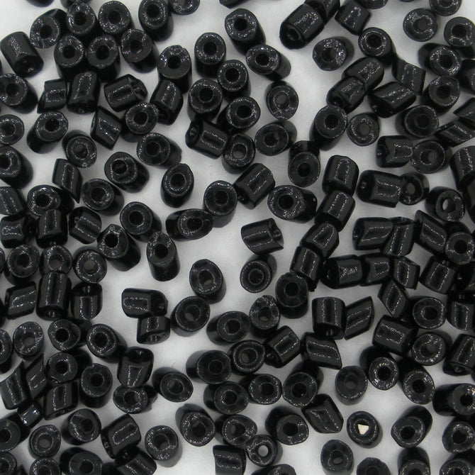 40 x 3mm diagonal cut cylinder beads in Black (1950s)