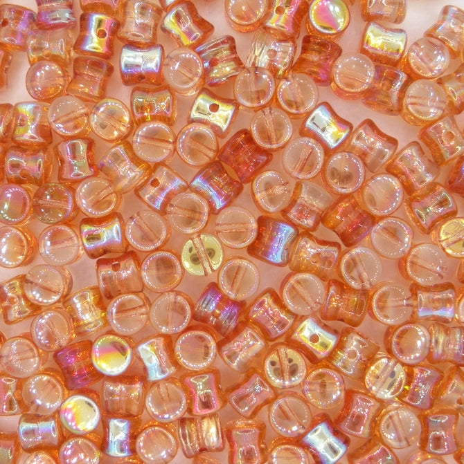 50 x diabolo beads in Orange Rainbow