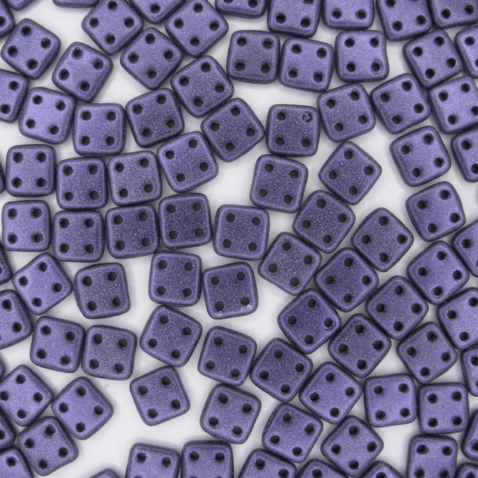 50 x  CzechMate QuadraTiles in Metallic Suede Purple