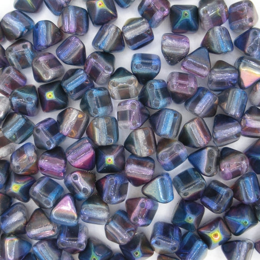 10 x 6mm pyramids in Magic Blue