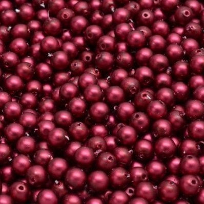 50 x 4mm round pearls in Matt Wine