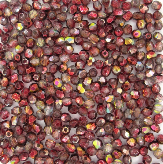 50 x 3mm faceted beads in Magic Wine