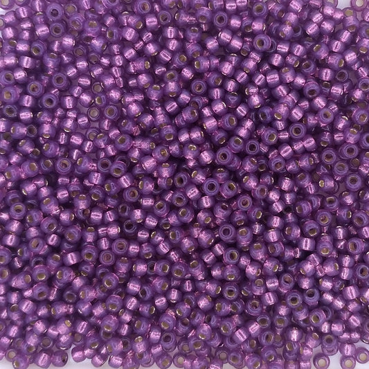 4248 - 10g Size 11/0 Miyuki seed beads in Duracoat Silver lined Dark Lilac
