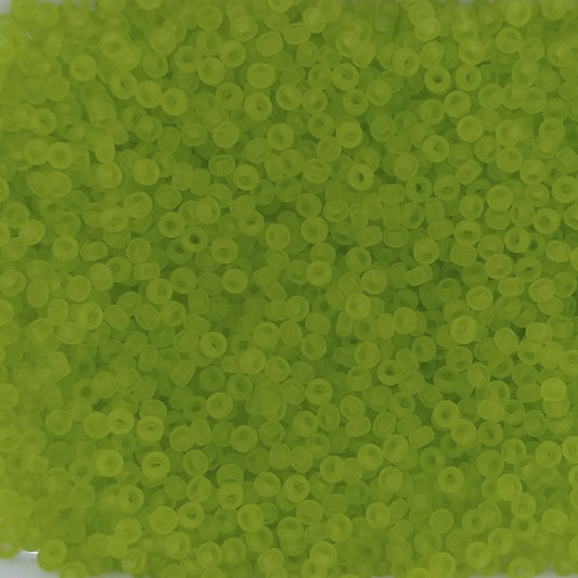 0143F - 10g Size 11/0 Miyuki seed beads in Matt Transparent Chartreuse