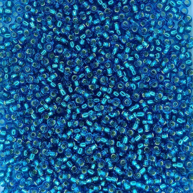 0025 - 50g Size 11/0 Miyuki seed beads in Silver lined Capri Blue