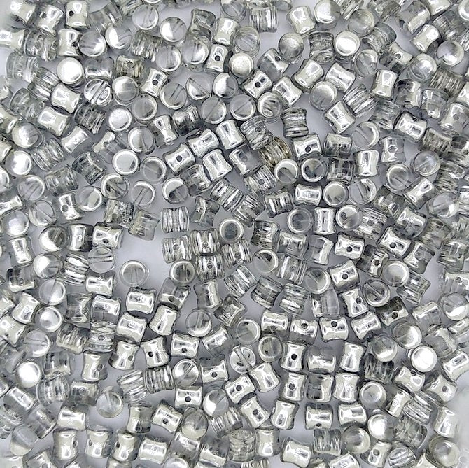 50 x diabolo beads in Silver/Crystal