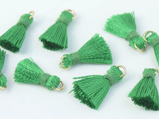 Pair of 1cm Cotton tassels in Emerald