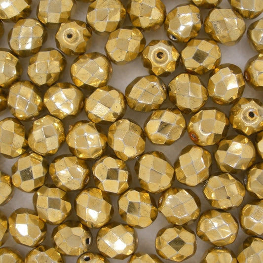 25 x 8mm faceted beads in Gold