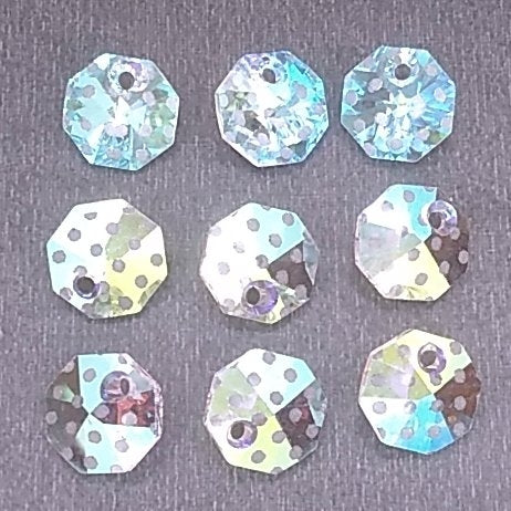 8mm Octagon in Crystal with laser etched Polka Dots pattern (Swarovski)