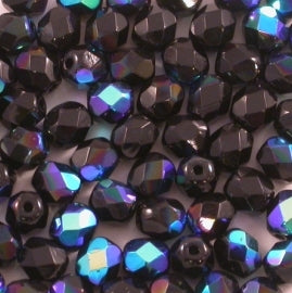 50 x 5mm faceted beads in Black AB