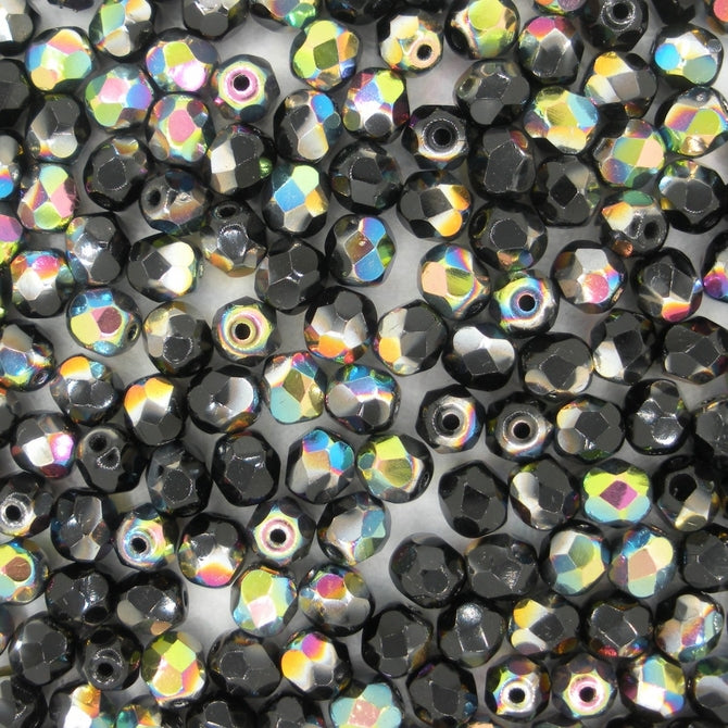 50 x 5mm faceted beads in Black Vitrail