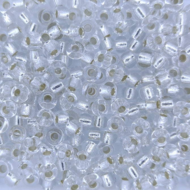 0001 - 10g Size 6/0 Miyuki seed beads in Silver lined Crystal