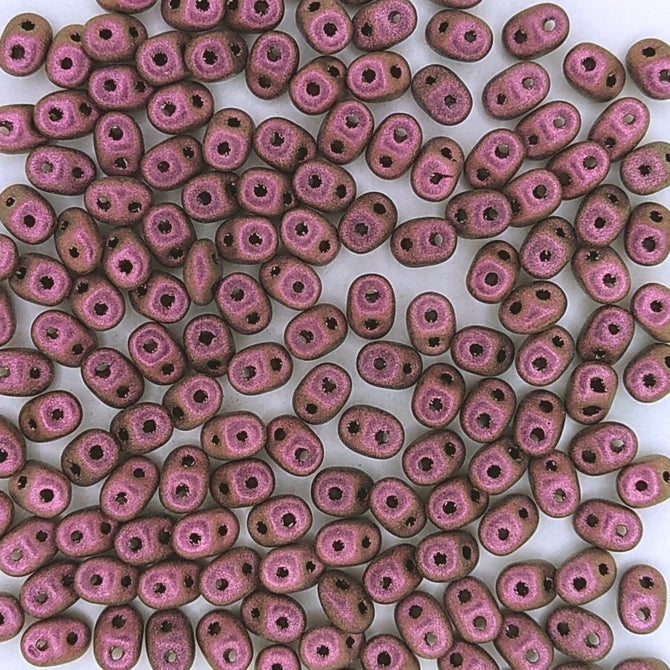 10g Superduo beads in Polychrome Pink Olive