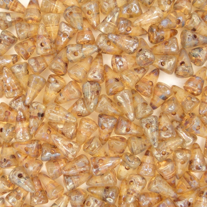 10 x small spikes in Crystal Picasso (5x8mm)