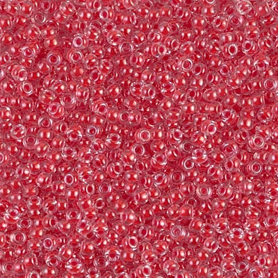 0226 - 10g Size 11/0 Miyuki seed beads in Dark Coral lined Crystal