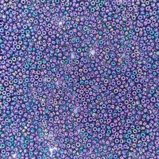 1898 - 10g Size 11/0 Miyuki seed beads in Opaque Purple Grey Rainbow Lustre