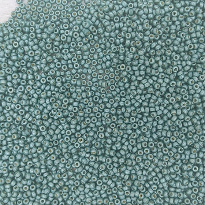 4217F - 10g Size 11/0 Miyuki seed beads in Matt Duracoat Galvanised Sea Foam