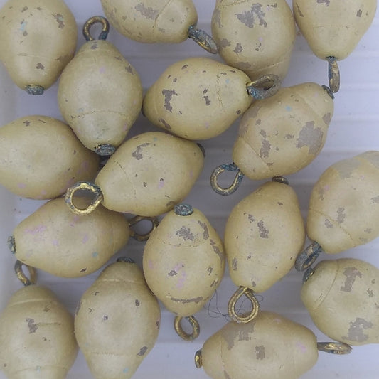 Pair of 12x9mm Yellow beads with headpins (vintage)