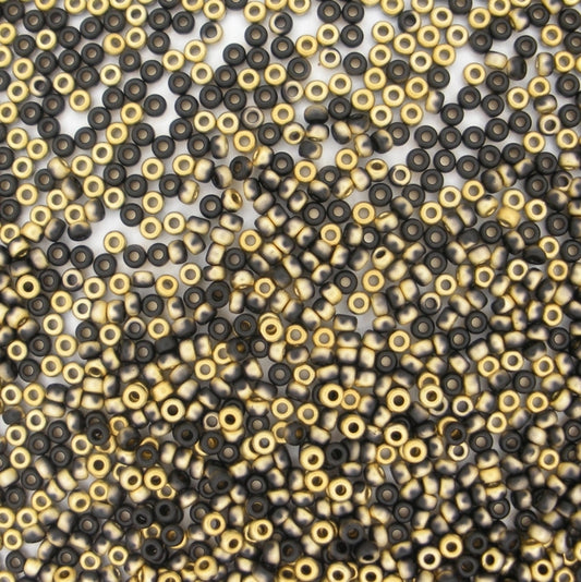 55044 - 10g Size 11/0 Miyuki seed beads in Matt Black/Amber