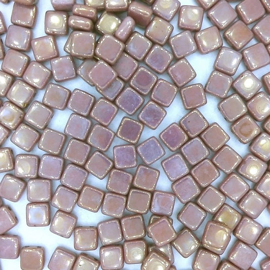 25 x 6mm Czech tiles in Alabaster/Vega Lustre