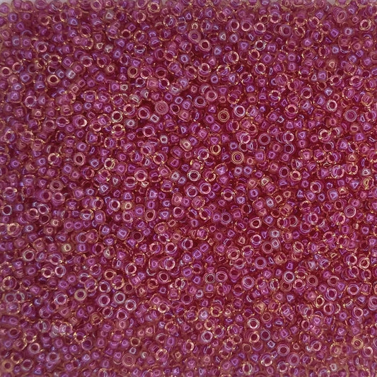 0363 - 5g Size 15/0 Miyuki seed beads in Light Cranberry lined Topaz Lustre